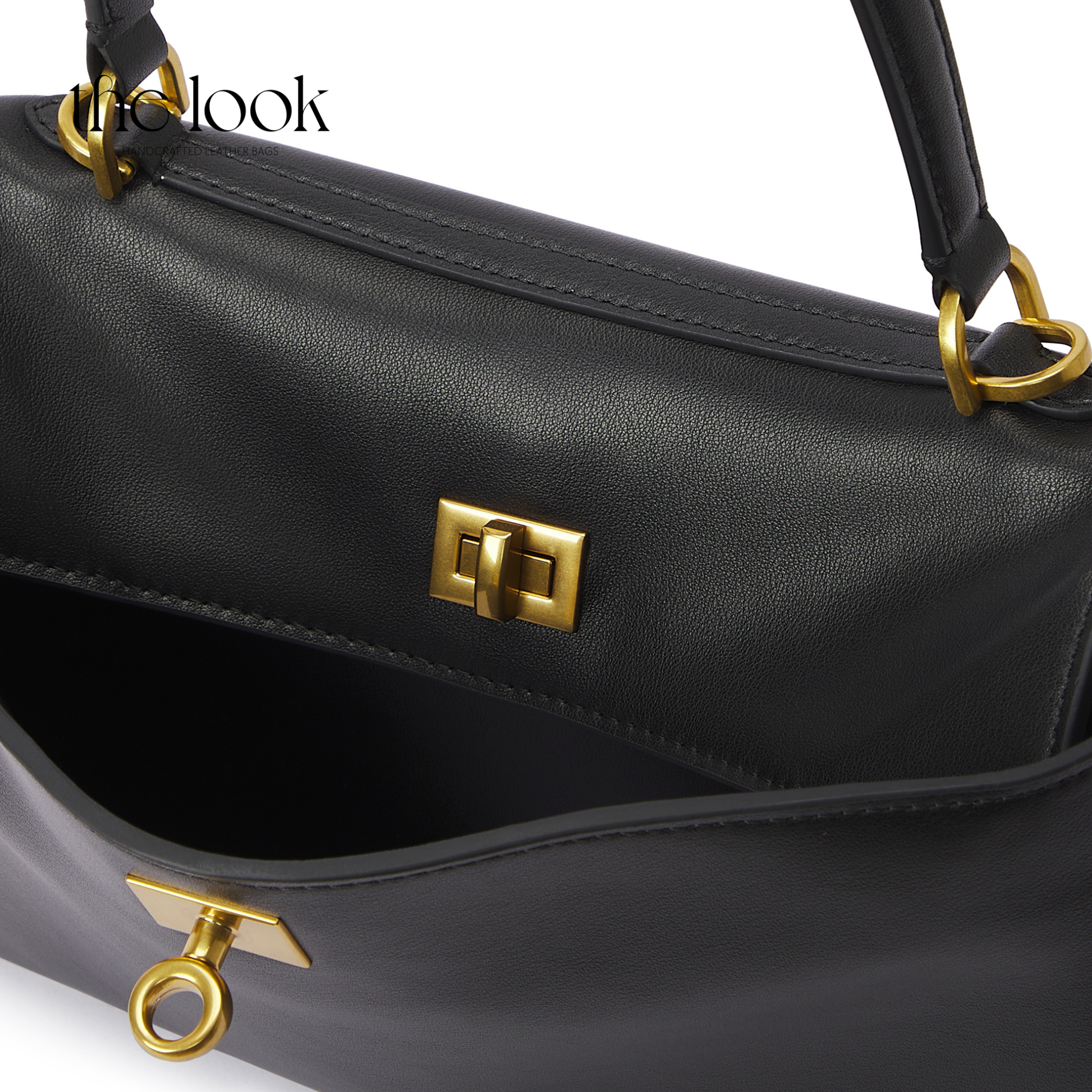 The Valen Medium Satchel — genuine leather handbag, fourth colour angle | The Look Officiel