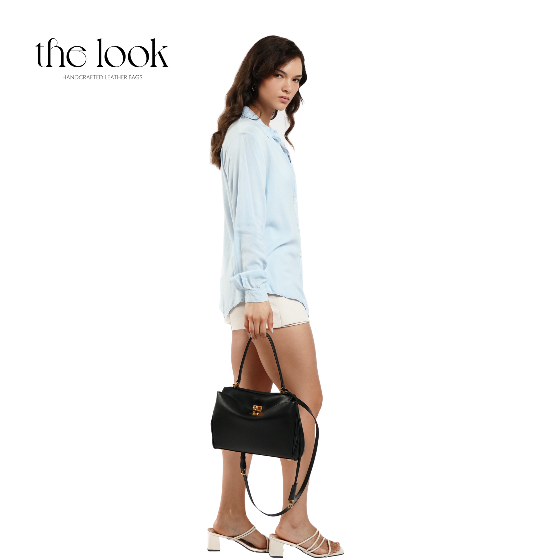 The Valen Medium Satchel — genuine leather handbag, fourth colour interior | The Look Officiel